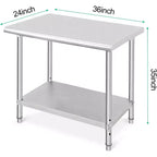 Table en Acier Inoxydable 76 x 61 x 89 cm Table de Travail Commerciale, Établi de Cuisine Robuste Table de Travail en Métal avec Pieds Réglables