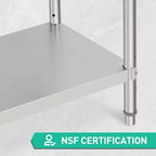 Table en Acier Inoxydable 76 x 61 x 89 cm Table de Travail Commerciale, Établi de Cuisine Robuste Table de Travail en Métal avec Pieds Réglables