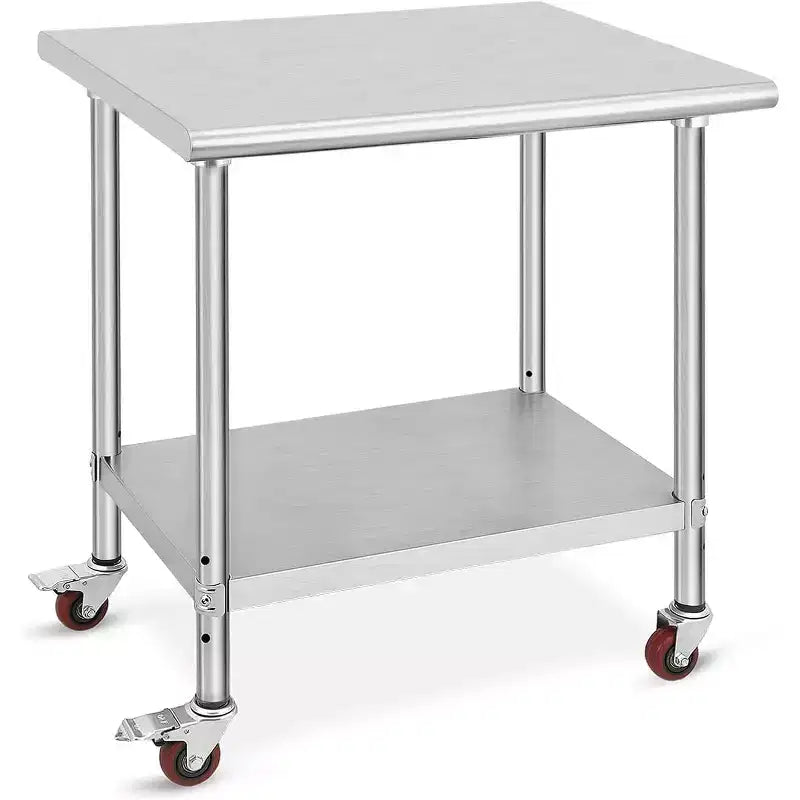 Table en Acier Inoxydable 76 x 61 x 89 cm Table de Travail Commerciale, Établi de Cuisine Robuste Table de Travail en Métal avec Pieds Réglables