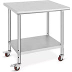 Table en Acier Inoxydable 76 x 61 x 89 cm Table de Travail Commerciale, Établi de Cuisine Robuste Table de Travail en Métal avec Pieds Réglables