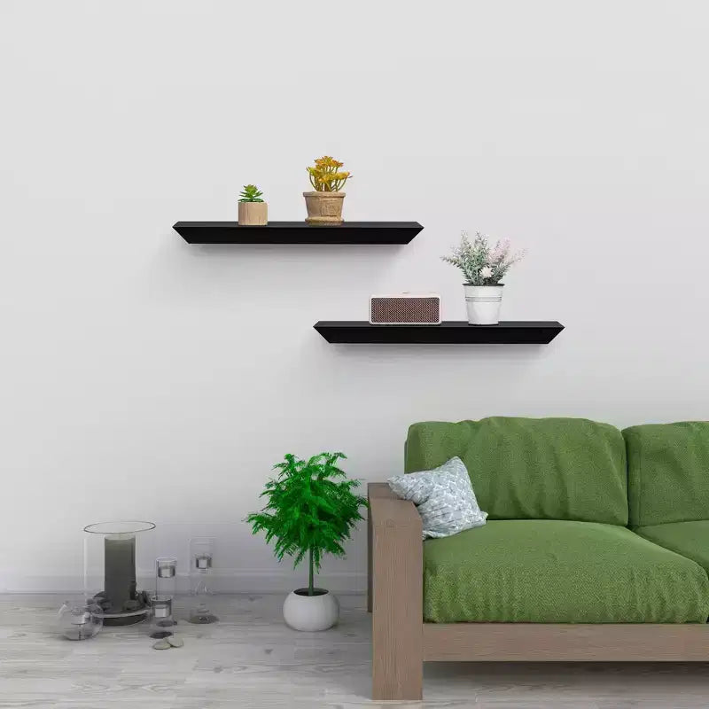 Étagère flottante noire 18.11 C avec support invisible pour montage mural en bois, parfaite pour la décoration de salle de bain/chambre/cuisine ou pour exposer des livres/plantes, facile à installer.