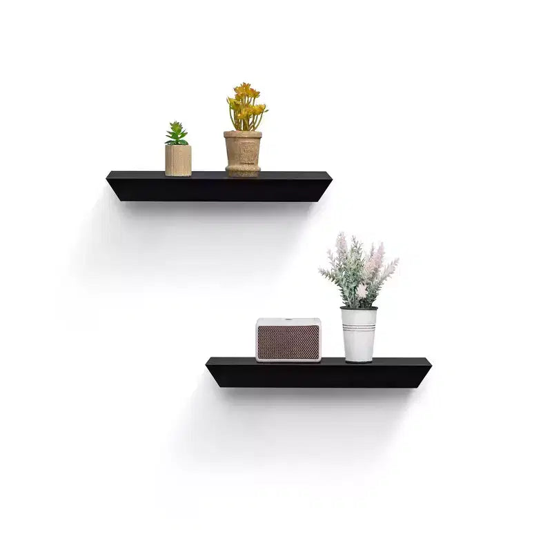 Étagère flottante noire 18.11 C avec support invisible pour montage mural en bois, parfaite pour la décoration de salle de bain/chambre/cuisine ou pour exposer des livres/plantes, facile à installer.