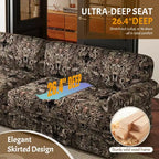 MAYEERTY 93.7 Canapé nuage 4 places luxueusement confortable, canapé en tissu chenille avec accoudoirs roulés et jupe plissée Noir Floral