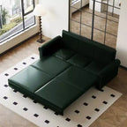MAYEERTY 93.7 Canapé-lit escamotable King size, canapé-lit convertible 3-en-1 en similicuir avec garniture cloutée et accoudoirs roulés vert