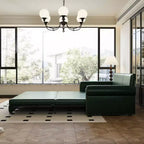 MAYEERTY 93.7 Canapé-lit escamotable King size, canapé-lit convertible 3-en-1 en similicuir avec garniture cloutée et accoudoirs roulés vert