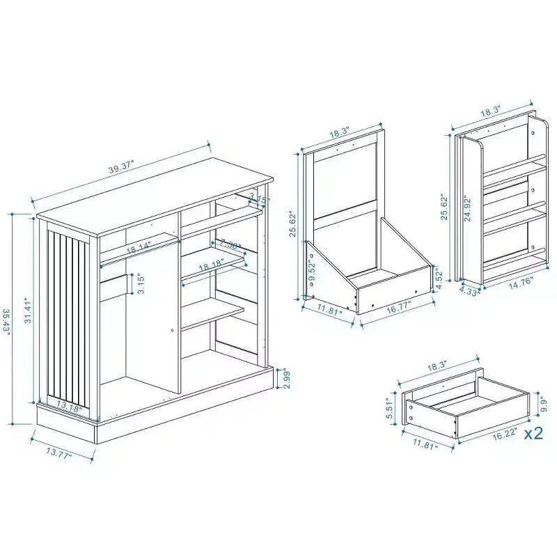 Meuble Poubelle Inclinable, Meuble Poubelle Caché pour Cuisine, Meuble Poubelle Coulissant avec Rangement, Meuble Poubelle avec 2 Tiroirs Blanc