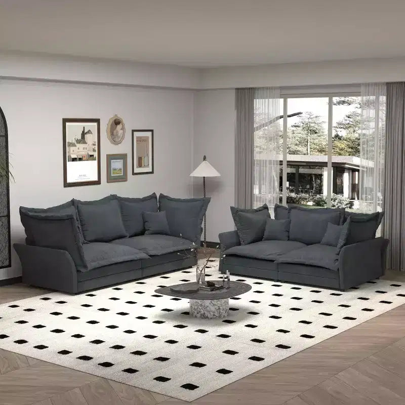 MAYEERTY 90.55 Canapé moderne rembourré confortable Cloud Couch, Canapés à assise profonde avec plusieurs grands coussins de canapé gris