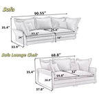 MAYEERTY 90.55 Canapé moderne rembourré confortable Cloud Couch, Canapés à assise profonde avec plusieurs grands coussins de canapé gris