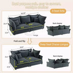 MAYEERTY 90.55 Canapé moderne rembourré confortable Cloud Couch, Canapés à assise profonde avec plusieurs grands coussins de canapé gris
