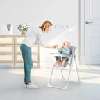 Chaise Haute Bébé, Hauteur et Inclinaison Réglables Chaise Haute Pliable avec Plateau Amovible - Siège Bébé Multifonctionnel Facile à Nettoyer