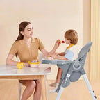 Chaise Haute Bébé, Hauteur et Inclinaison Réglables Chaise Haute Pliable avec Plateau Amovible - Siège Bébé Multifonctionnel Facile à Nettoyer