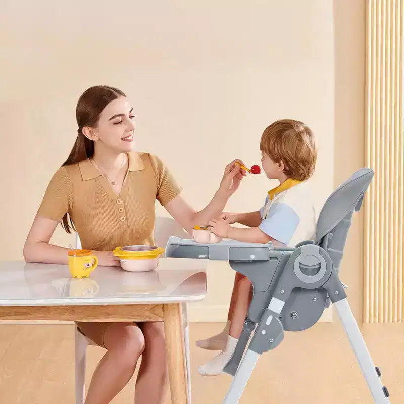Chaise Haute Bébé, Hauteur et Inclinaison Réglables Chaise Haute Pliable avec Plateau Amovible - Siège Bébé Multifonctionnel Facile à Nettoyer