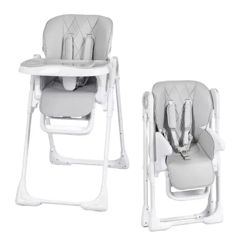 Chaise Haute Bébé, Hauteur et Inclinaison Réglables Chaise Haute Pliable avec Plateau Amovible - Siège Bébé Multifonctionnel Facile à Nettoyer