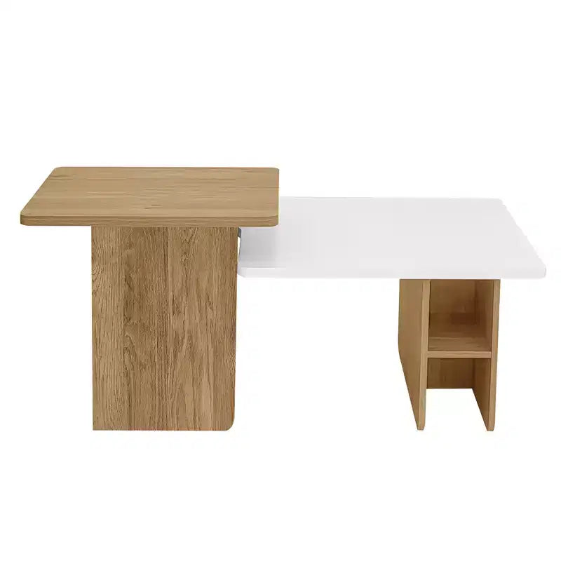 JVNOXK47.20 Lot de 2 tables basses gigognes style Campagne, Table basse rectangulaire pour salon, Ensemble de tables basses finition bois, Petites tables basses