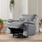 Fauteuil inclinable surdimensionné avec chauffage et massage Fauteuil pivotant et berçant extra large en cuir PU avec pochette latérale pour salon, chambre de bébé