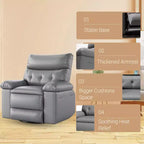 Fauteuil inclinable surdimensionné avec chauffage et massage Fauteuil pivotant et berçant extra large en cuir PU avec pochette latérale pour salon, chambre de bébé