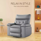 Fauteuil inclinable surdimensionné avec chauffage et massage Fauteuil pivotant et berçant extra large en cuir PU avec pochette latérale pour salon, chambre de bébé