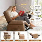 Fauteuil inclinable surdimensionné avec chauffage et massage Fauteuil pivotant et berçant extra large en cuir PU avec pochette latérale pour salon, chambre de bébé