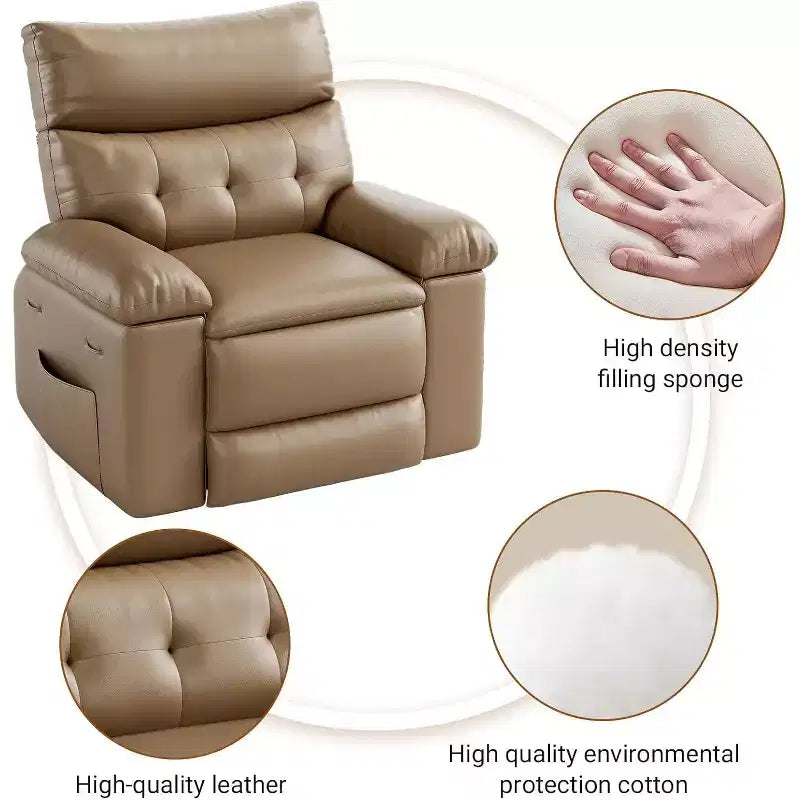 Fauteuil inclinable surdimensionné avec chauffage et massage Fauteuil pivotant et berçant extra large en cuir PU avec pochette latérale pour salon, chambre de bébé