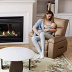 Fauteuil inclinable surdimensionné avec chauffage et massage Fauteuil pivotant et berçant extra large en cuir PU avec pochette latérale pour salon, chambre de bébé