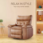 Fauteuil inclinable surdimensionné avec chauffage et massage Fauteuil pivotant et berçant extra large en cuir PU avec pochette latérale pour salon, chambre de bébé