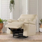 Fauteuil inclinable surdimensionné avec chauffage et massage Fauteuil pivotant et berçant extra large en cuir PU avec pochette latérale pour salon, chambre de bébé