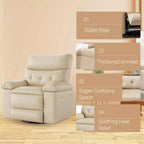 Fauteuil inclinable surdimensionné avec chauffage et massage Fauteuil pivotant et berçant extra large en cuir PU avec pochette latérale pour salon, chambre de bébé
