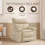 Fauteuil inclinable surdimensionné avec chauffage et massage Fauteuil pivotant et berçant extra large en cuir PU avec pochette latérale pour salon, chambre de bébé