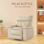 Fauteuil inclinable surdimensionné avec chauffage et massage Fauteuil pivotant et berçant extra large en cuir PU avec pochette latérale pour salon, chambre de bébé