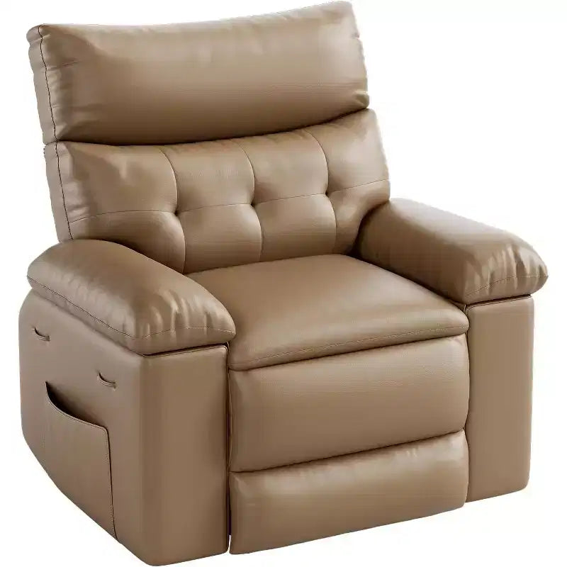 Fauteuil inclinable surdimensionné avec chauffage et massage Fauteuil pivotant et berçant extra large en cuir PU avec pochette latérale pour salon, chambre de bébé
