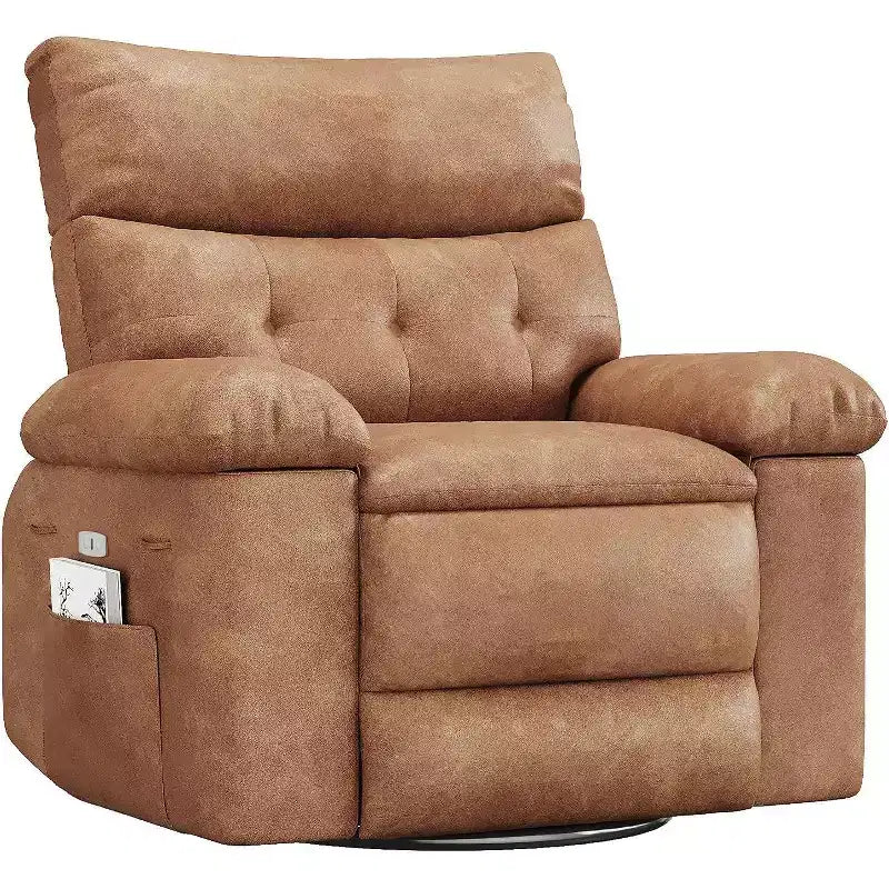 Fauteuil inclinable surdimensionné avec chauffage et massage Fauteuil pivotant et berçant extra large en cuir PU avec pochette latérale pour salon, chambre de bébé