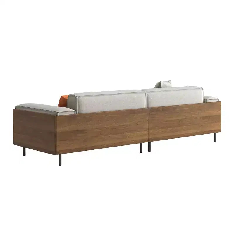 Canapé en tissu Luck Live de style moderne du milieu du siècle avec cadre en bois massif, revêtement respirant en coton-lin, coussins en mousse haute densité, pieds en métal