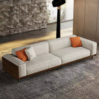 Canapé en tissu Luck Live de style moderne du milieu du siècle avec cadre en bois massif, revêtement respirant en coton-lin, coussins en mousse haute densité, pieds en métal