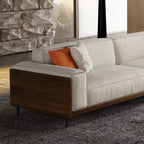Canapé en tissu Luck Live de style moderne du milieu du siècle avec cadre en bois massif, revêtement respirant en coton-lin, coussins en mousse haute densité, pieds en métal