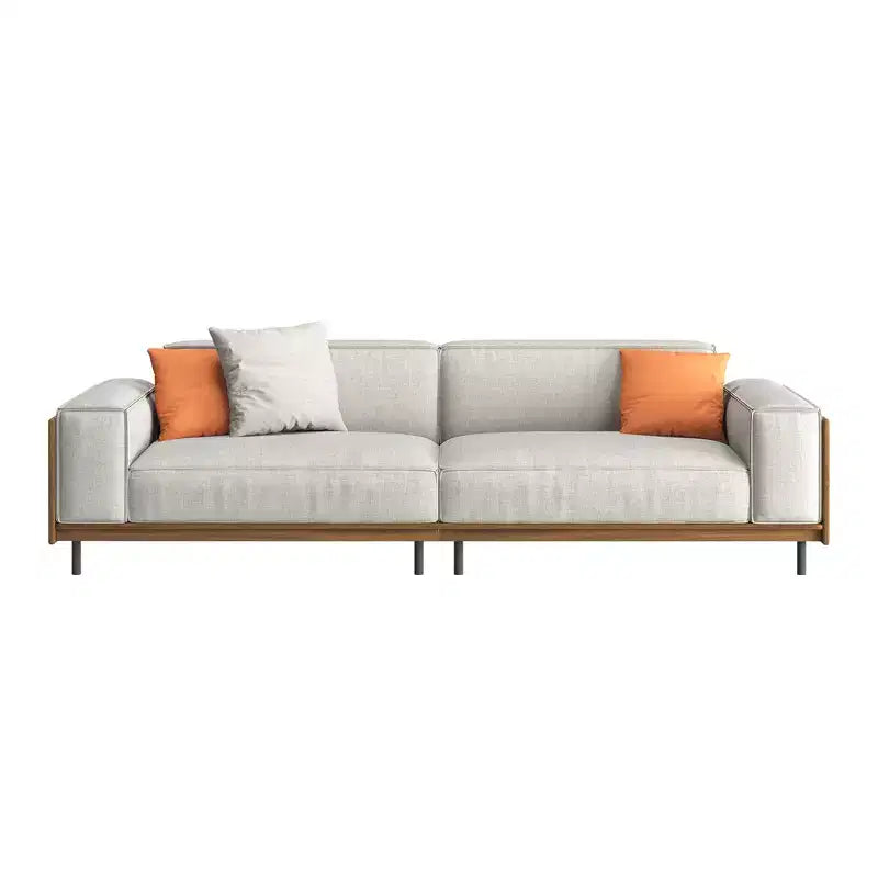 Canapé en tissu Luck Live de style moderne du milieu du siècle avec cadre en bois massif, revêtement respirant en coton-lin, coussins en mousse haute densité, pieds en métal