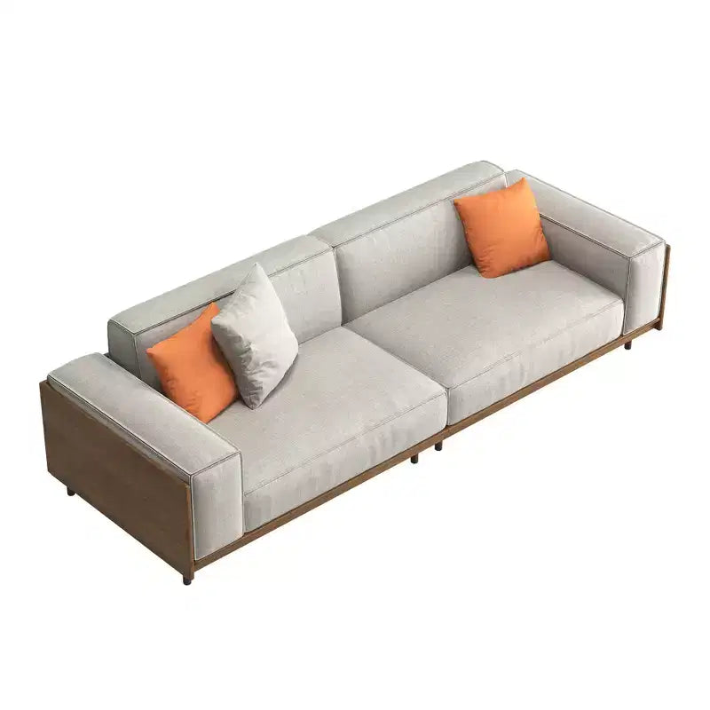Canapé en tissu Luck Live de style moderne du milieu du siècle avec cadre en bois massif, revêtement respirant en coton-lin, coussins en mousse haute densité, pieds en métal