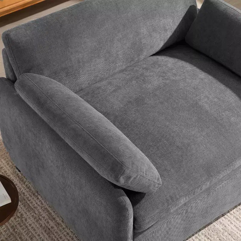 Fauteuil d'appoint moderne surdimensionné GDFStudio Oliver en chenille avec assise profonde extra-large et oreillers