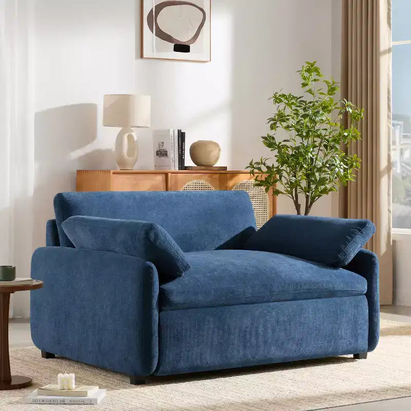 Fauteuil d'appoint moderne surdimensionné GDFStudio Oliver en chenille avec assise profonde extra-large et oreillers