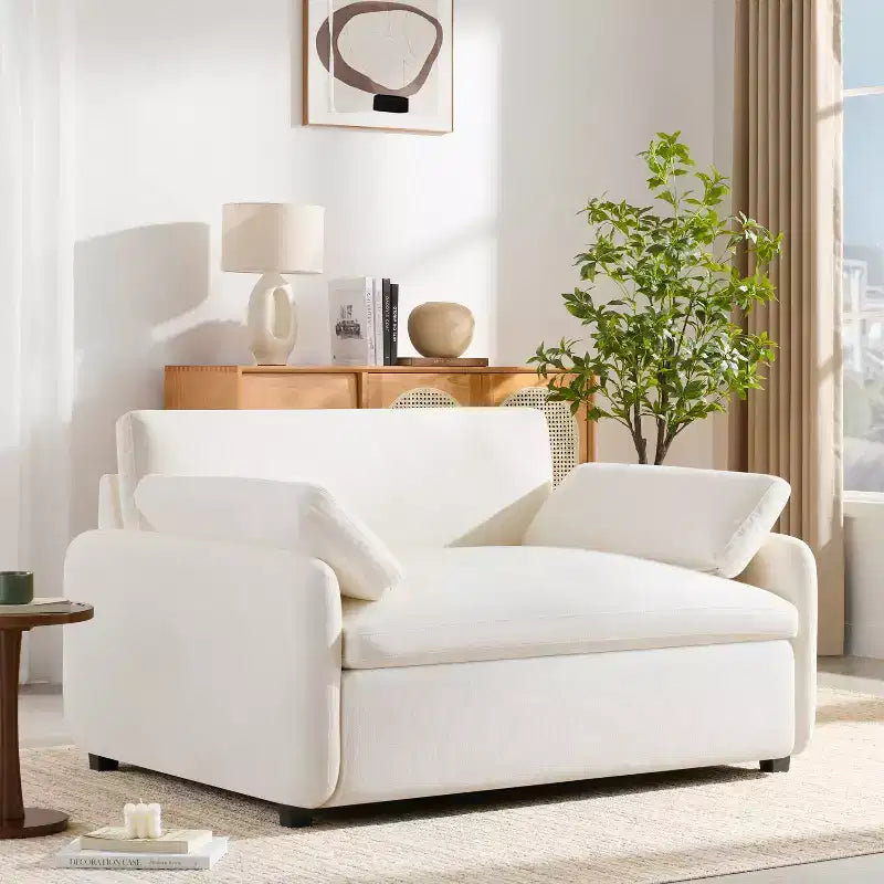 GDFStudio Oliver Modern Oversized Chenille Accent Chair with Extra-Wide Deep Seat and Pillows