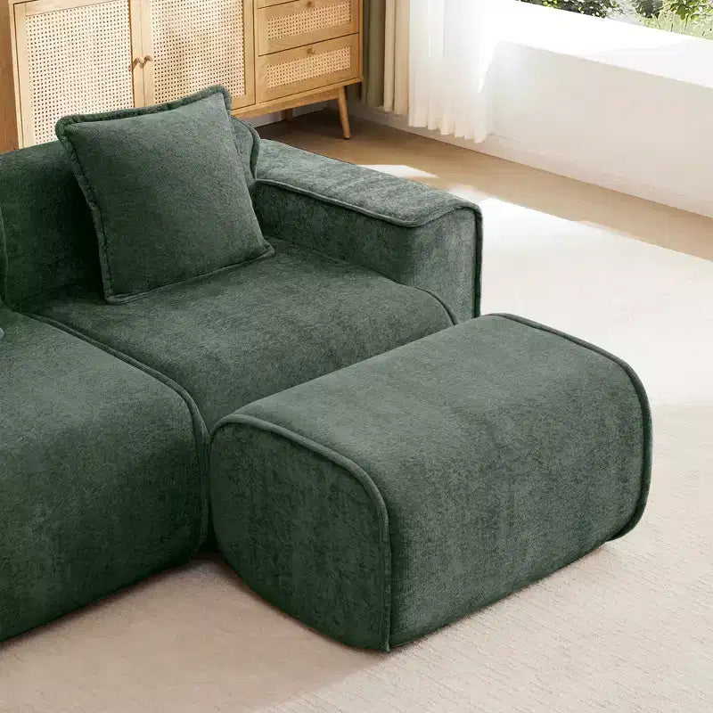 TUYOHW Pouf modulaire moderne 30L avec mousse haute résilience, repose-pieds ottoman en velours de luxe pour salon et chambre à coucher
