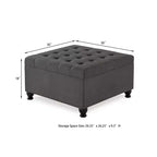 TUYOHW 30 Grand Pouf de Rangement Design capitonné, Repose-Pieds rembourré en Lin Doux pour Salon, Rivets décoratifs, Capacité de 136 kg