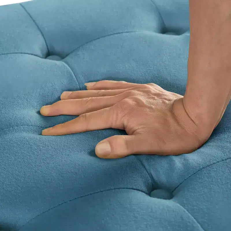 TUYOHW 30 Grand Pouf de Rangement Design capitonné, Repose-Pieds rembourré en Lin Doux pour Salon, Rivets décoratifs, Capacité de 136 kg