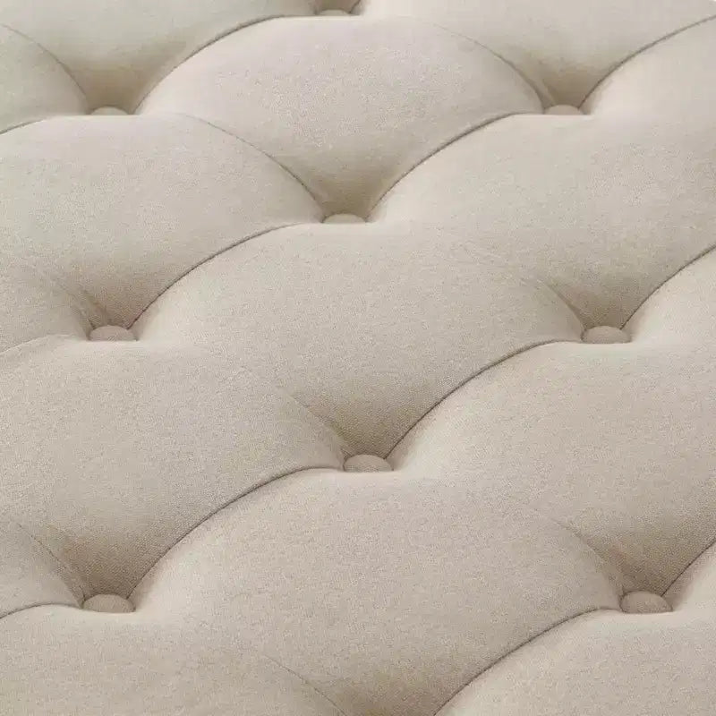 TUYOHW 30 Grand Pouf de Rangement Design capitonné, Repose-Pieds rembourré en Lin Doux pour Salon, Rivets décoratifs, Capacité de 136 kg