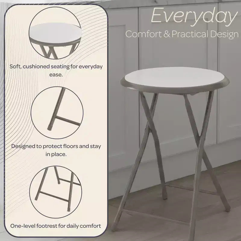 Lot de 2 tabourets de bar pliants Lavish Home, tabourets robustes de 45,7 cm avec capacité de 102 kg et sièges rembourrés pour dortoir, salle de loisirs ou salle de jeux