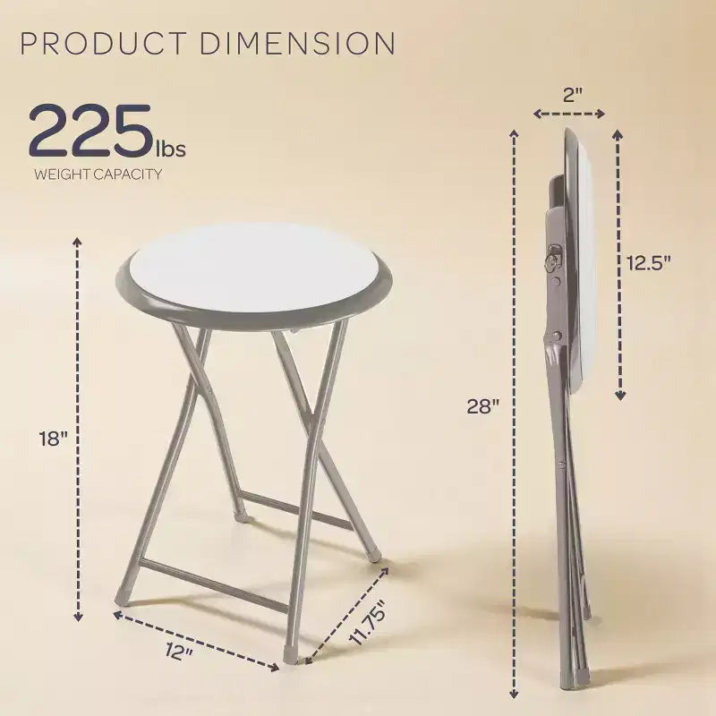 Lot de 2 tabourets de bar pliants Lavish Home, tabourets robustes de 45,7 cm avec capacité de 102 kg et sièges rembourrés pour dortoir, salle de loisirs ou salle de jeux