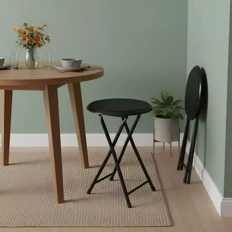 Lot de 2 tabourets de bar pliants Lavish Home, tabourets robustes de 45,7 cm avec capacité de 102 kg et sièges rembourrés pour dortoir, salle de loisirs ou salle de jeux