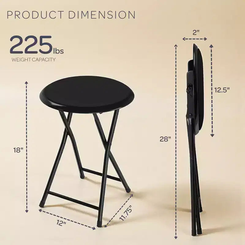Lot de 2 tabourets de bar pliants Lavish Home, tabourets robustes de 45,7 cm avec capacité de 102 kg et sièges rembourrés pour dortoir, salle de loisirs ou salle de jeux