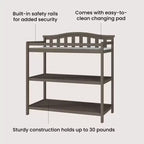 Table à langer pour bébé Child Craft Arch Top, avec matelas résistant à l'eau et sangle de sécurité, kit anti-basculement inclus pour éviter les chutes, finition sécuritaire pour bébé