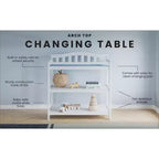 Table à langer pour bébé Child Craft Arch Top, avec matelas résistant à l'eau et sangle de sécurité, kit anti-basculement inclus pour éviter les chutes, finition sécuritaire pour bébé