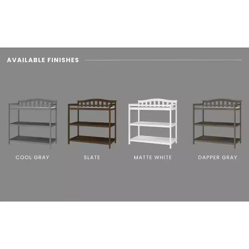 Table à langer pour bébé Child Craft Arch Top, avec matelas résistant à l'eau et sangle de sécurité, kit anti-basculement inclus pour éviter les chutes, finition sécuritaire pour bébé